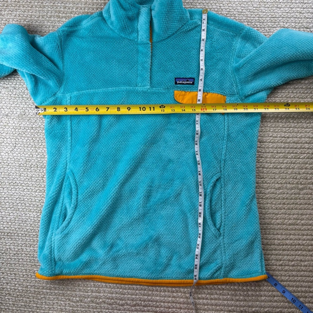 Patagonia Synchilla Thermal Pro Fleece Pullover Teal Yellow Womens XL Pocket NEW - Picture 11 of 11